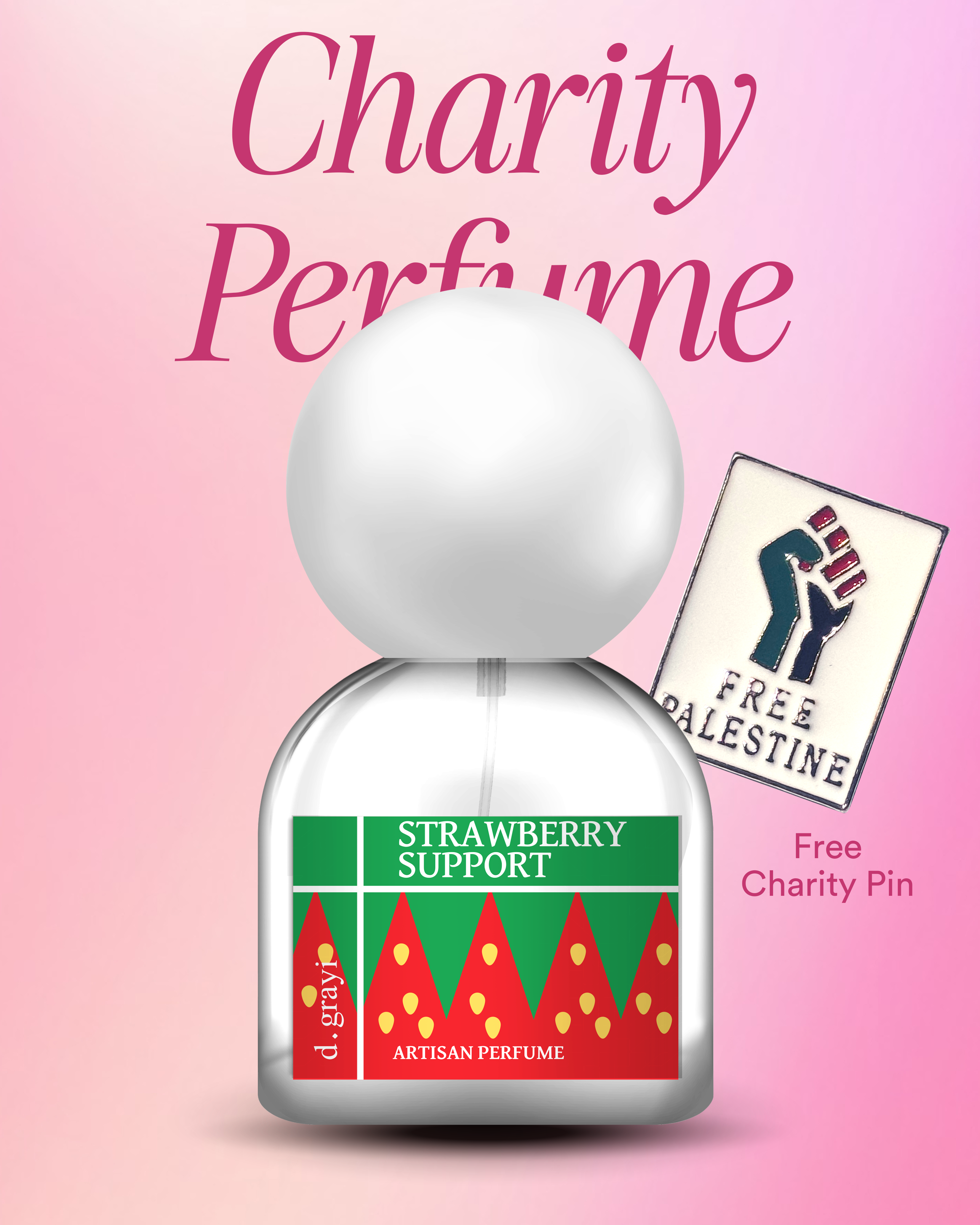 STRAWBERRY SUPPORT - 15 ml fragrance & charity pin