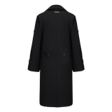 Transparent Photo of the back side of the LV1 Studio Bleach Resistant Black Lab Unisex Trench Coat