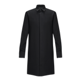 Transparent Forward facing photo of the LV1 Studio Bleach resistant Unisex shirt coat for hairstylists and salon professionals.