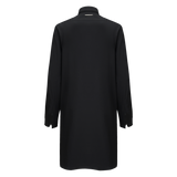 Backwards facing photo of the LV1 Studio Bleach resistant Unisex shirt coat for hairstylists and salon professionals.