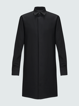 Forward facing photo of the LV1 Studio Bleach resistant Unisex shirt coat for hairstylists and salon professionals.