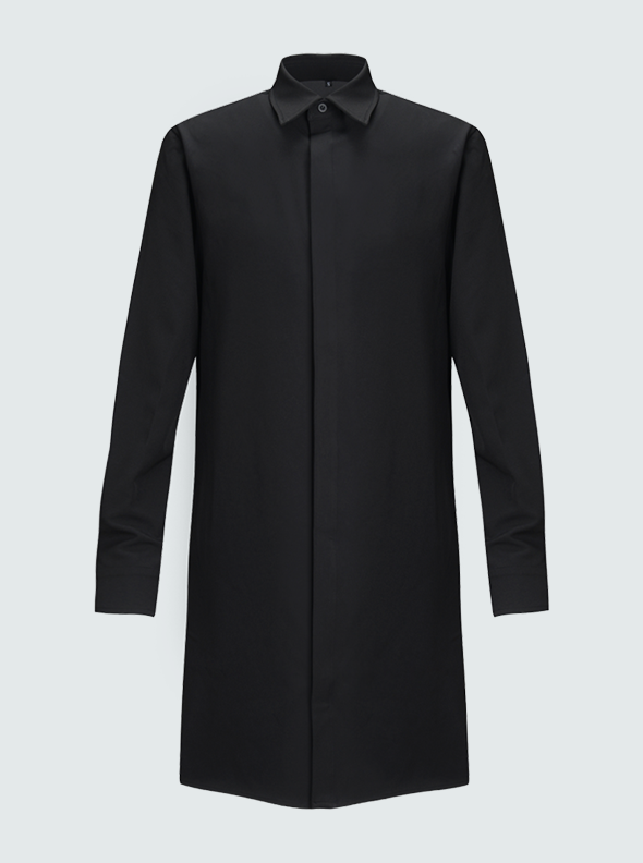 Forward facing photo of the LV1 Studio Bleach resistant Unisex shirt coat for hairstylists and salon professionals.