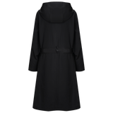 Photo of the back side of the Bleach resistant LV1 Studio Trench Cloak Coat for hairstylists and salon professionals. 